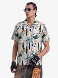 French Peacock Manor Camp Collar Boxy Shirt