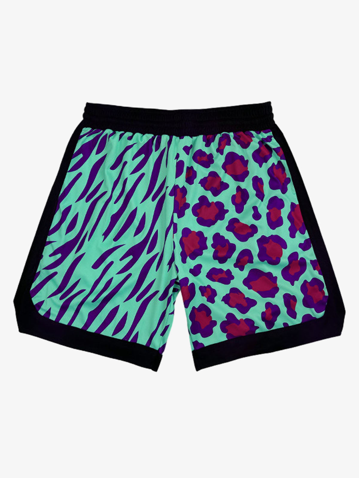 Moisture-Wicking Split Leopard Mixed Sport Shorts