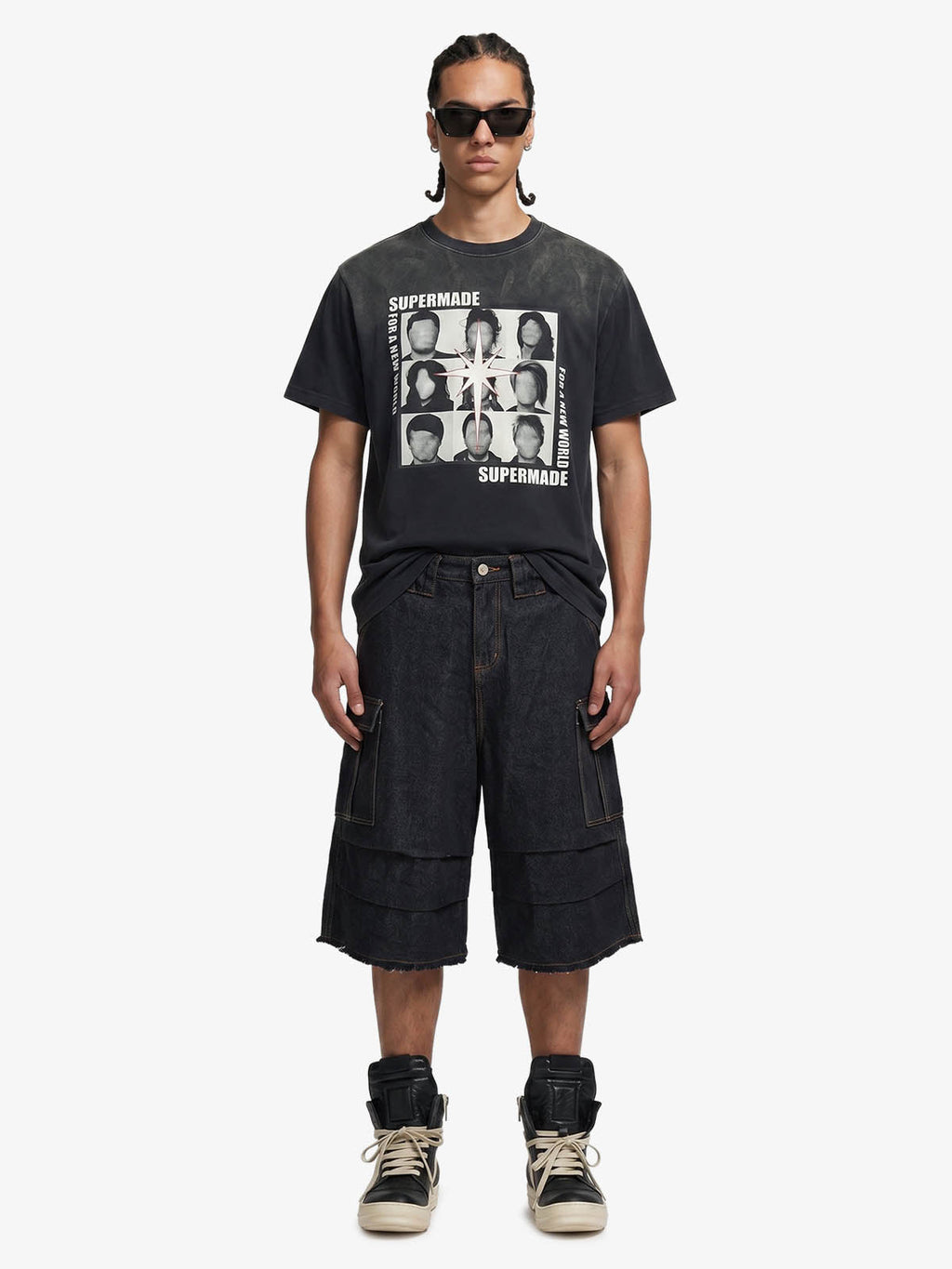 Vintage Contrast Stitch Cargo Shorts