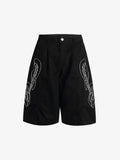 Embroidered Multi-Pocket Cargo Capri Pants