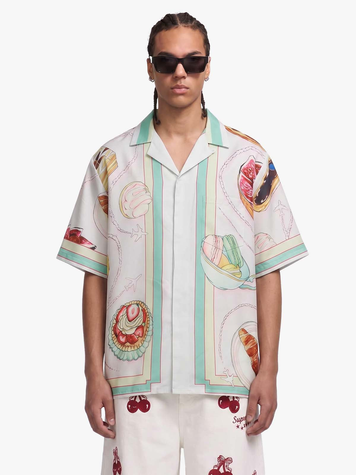 Vintage Macaron Color-Block Camp Collar Boxy Shirt