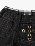Polka Dot Denim Cargo Shorts