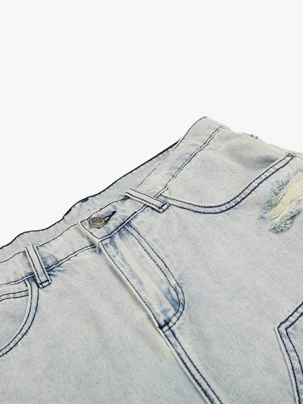 Distressed Denim Cargo Shorts