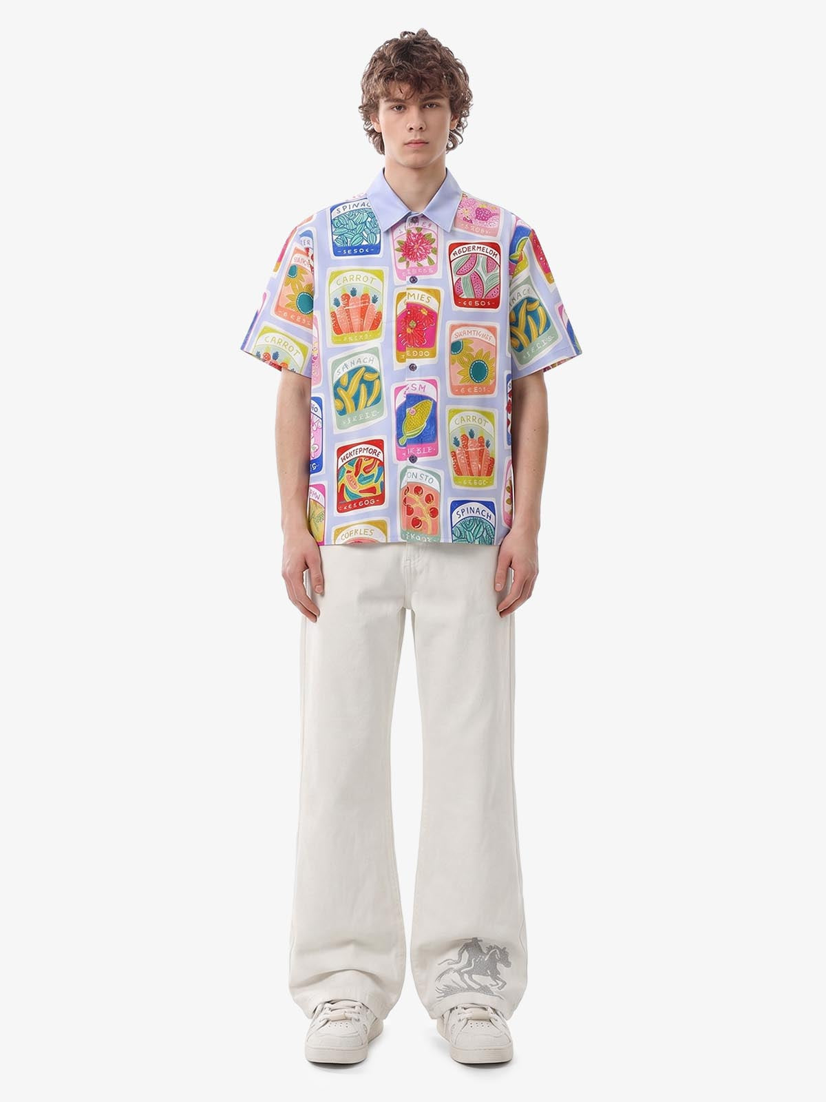 Vintage Seed Packet Camp Collar Boxy Shirt