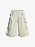 Military Cargo Wide-Leg Shorts