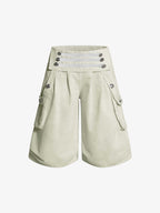 Military Cargo Wide-Leg Shorts