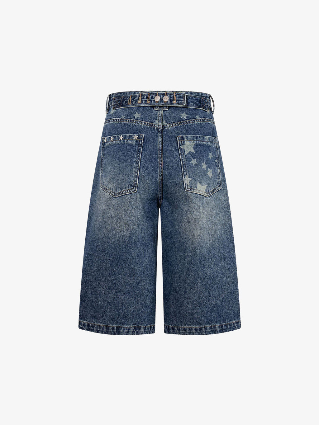 Star Embroidered Denim Shorts with Rivets
