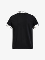 Cotton Polo Shirt with Leopard Print Collar & Cuff Detail