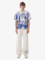 Mythological Graphic Camp Collar Boxy Shirt