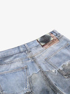 Vintage Distressed Print Wide Leg Jeans