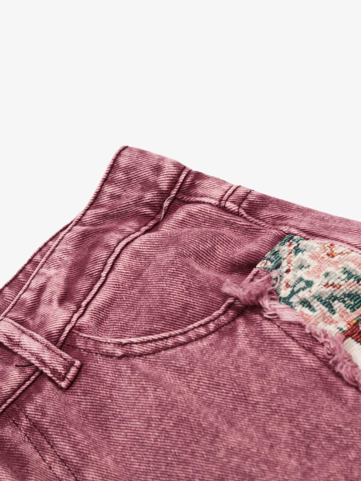 Boho Tapestry Patch Denim Jeans
