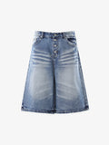 Button-Fly Baggy Denim Shorts