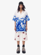 Blue Sketch Mythological Camp Collar Boxy Shirt