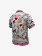Baroque Floral Satin Camp Collar Boxy Shirt