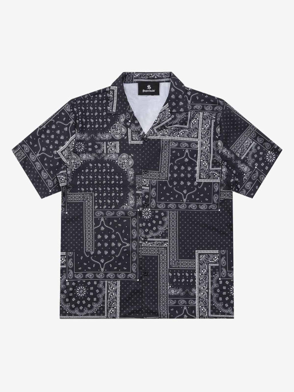 Vintage Bandana Patchwork Camp Collar Boxy Shirt