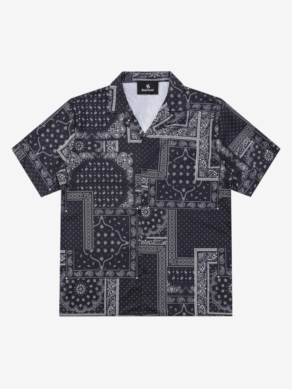 Vintage Bandana Patchwork Camp Collar Boxy Shirt