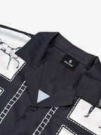 Vintage Horse Photo Satin Camp Collar Boxy Shirt
