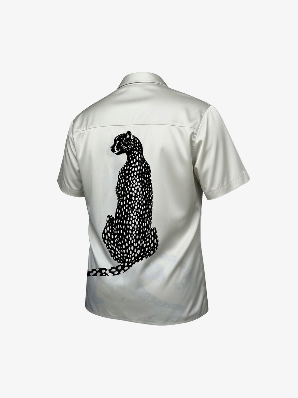Double Cheetah Graphic Satin Camp Collar Boxy Shirt