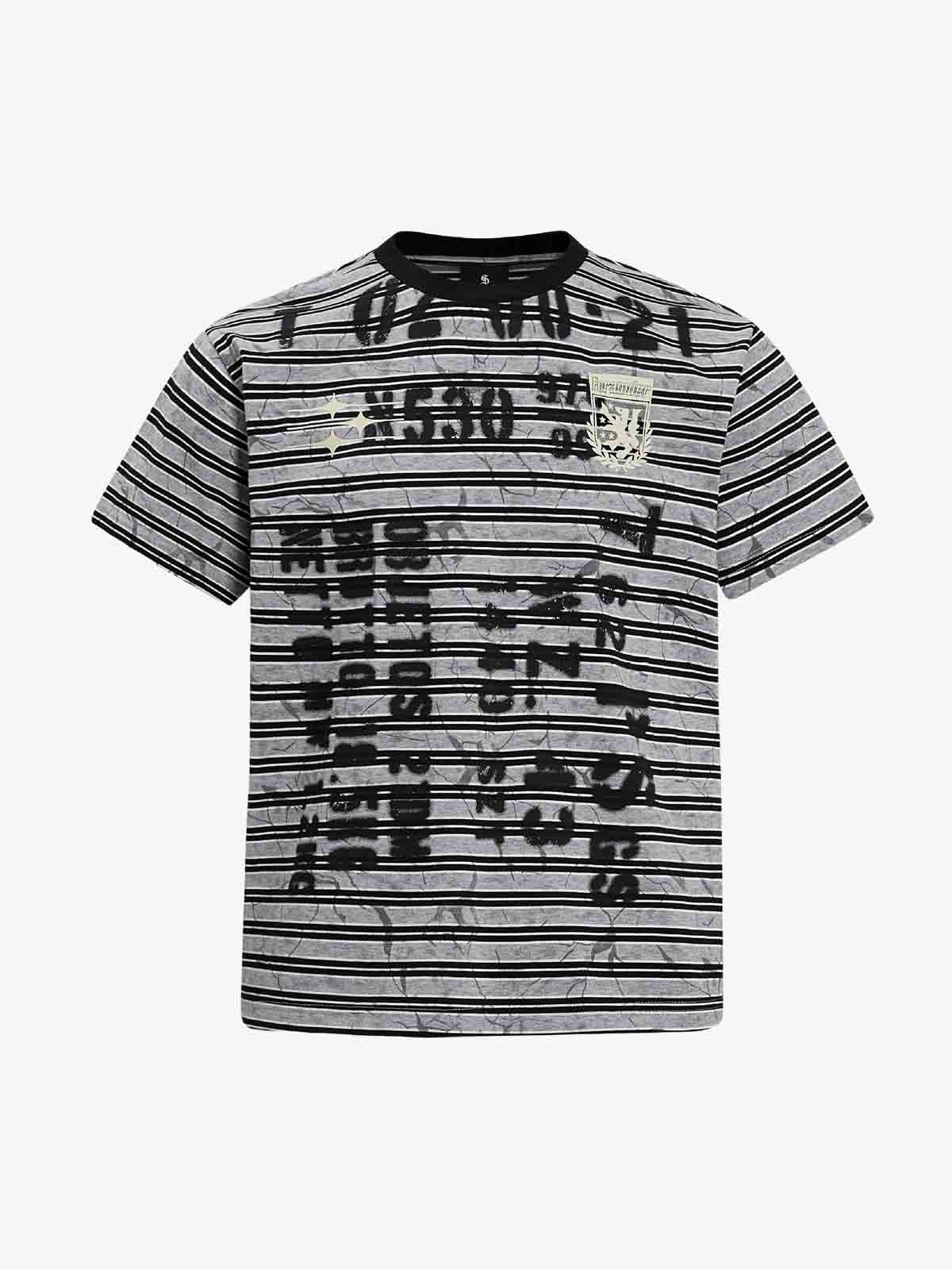 Grunge Striped Distressed Graphic T-Shirt