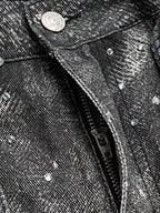 Denim Distressed Belt Diamond Decorated Jeans