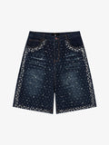 Pearl Embroidered Denim Shorts