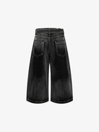 Belted Curved Seam Wide Leg Jorts