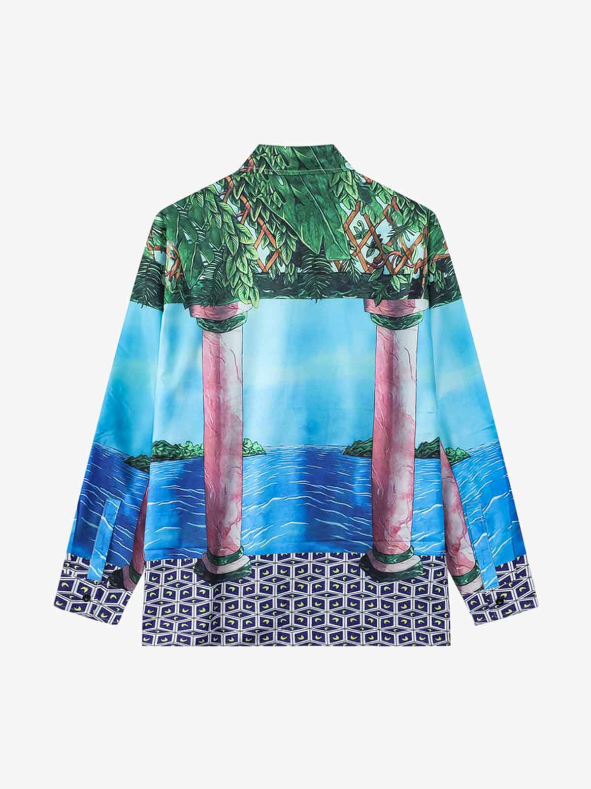 Vintage Roman Pillar Seascape Camp Collar Boxy Shirt