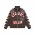 Vale Forever Valley Dreams Chenille Patch Lettering Vintage Wash Track Jacket brown