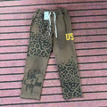Vale Forever Leopard & Vintage Wash Full-Zip Sweatpants Khaki
