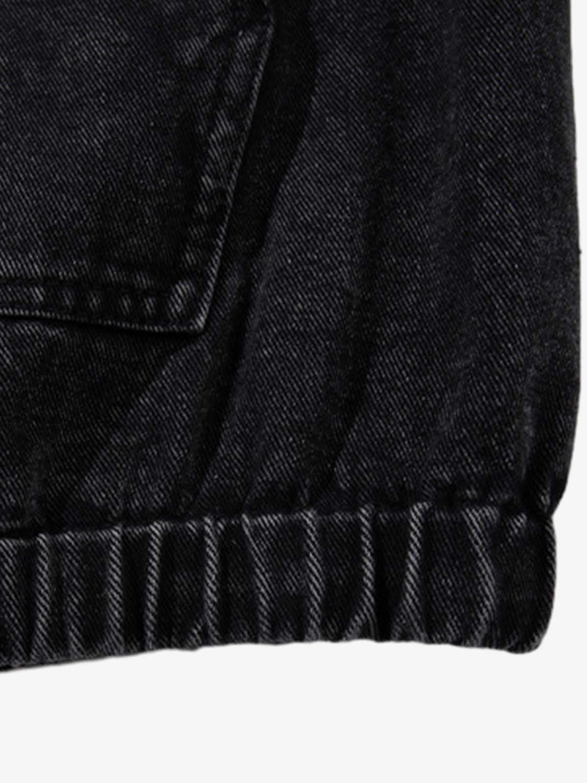 Vintage Washed Denim Metal Toggle Detail Pullover Hoodie