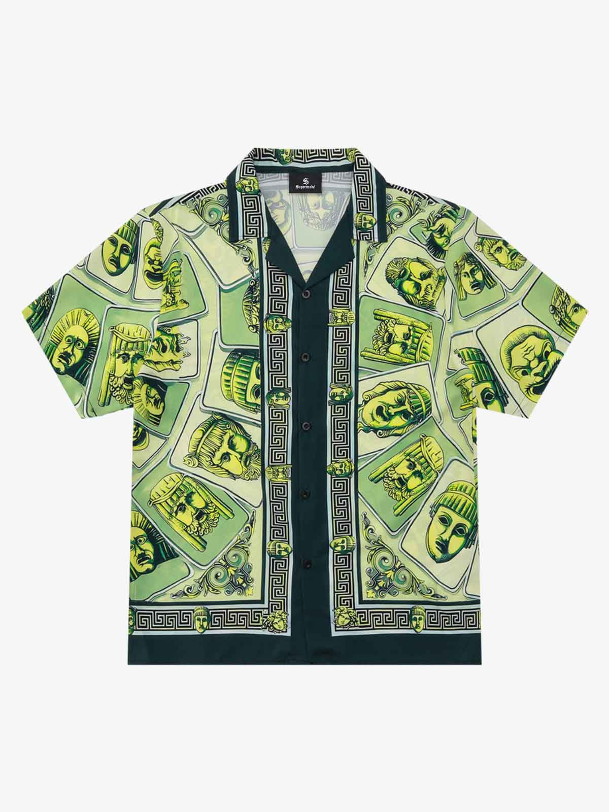 Baroque Pattern Statue Camp Collar Boxy Shirt