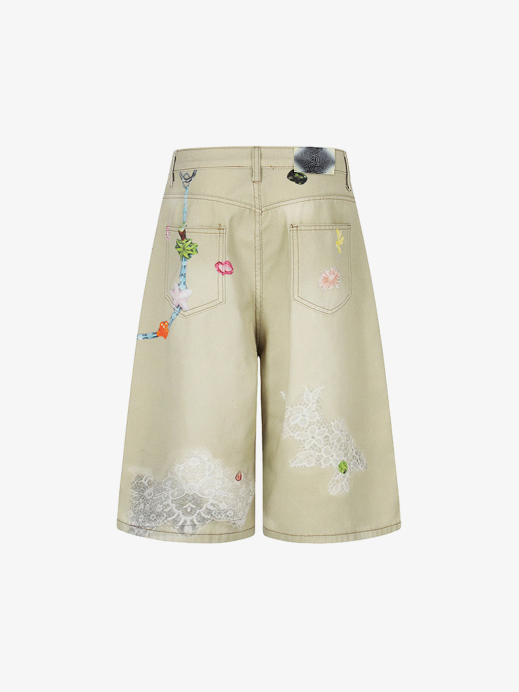 Flower Patch Distressed Denim Shorts