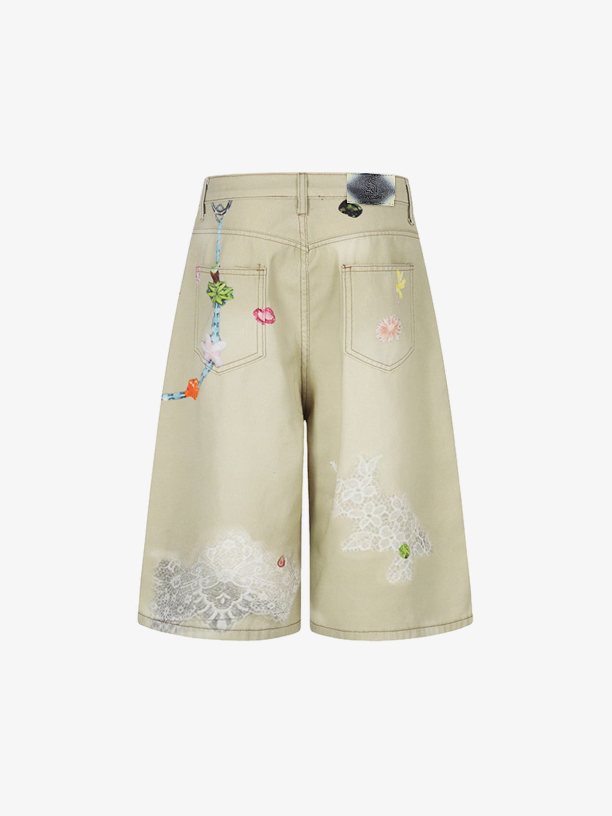 Flower Patch Distressed Denim Shorts
