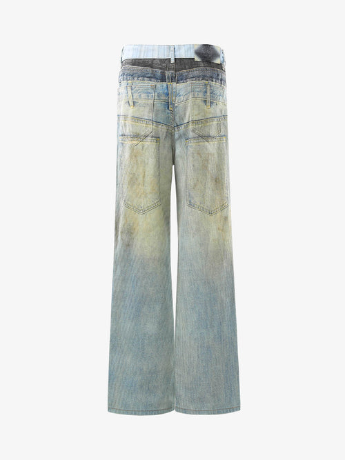 3D Illusion Layered Baggy Jeans