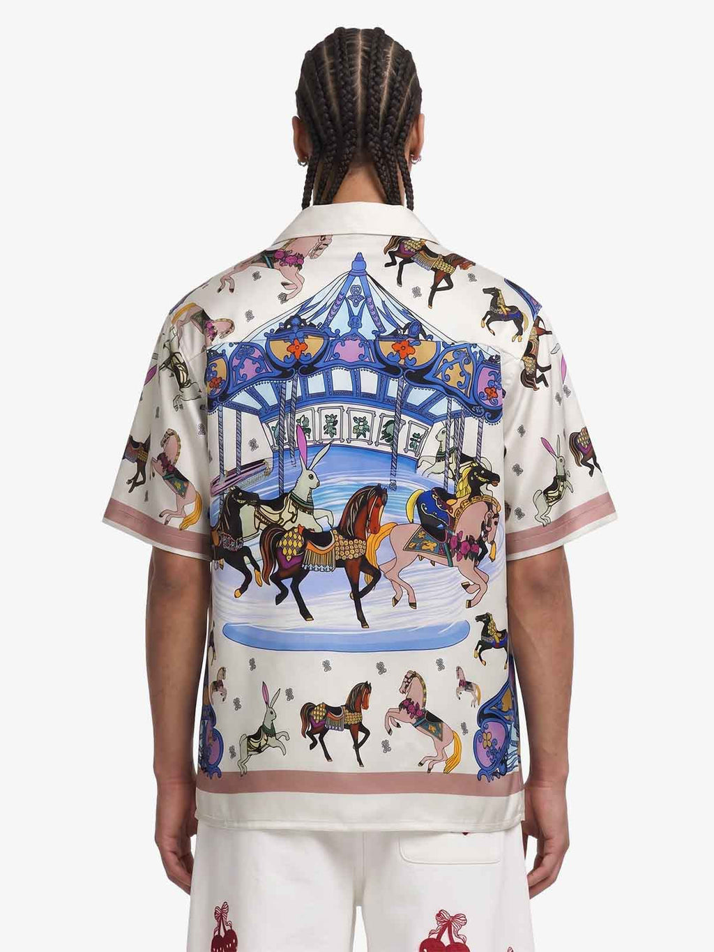 Carousel Park Satin Camp Collar Boxy Shirt