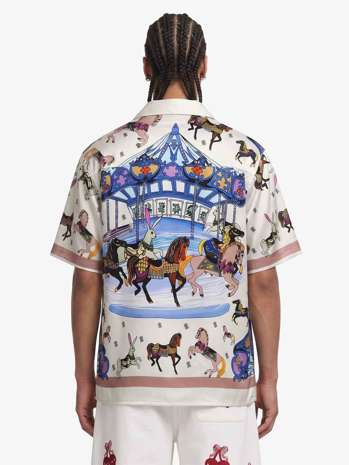 Carousel Park Satin Camp Collar Boxy Shirt