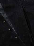 Black Denim Jacket with Croc-Embossed Trim