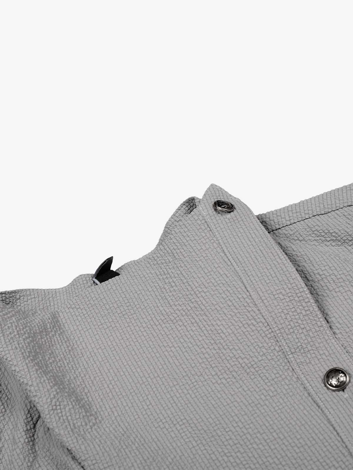 Textured Grid Weave Button-Up Shirt