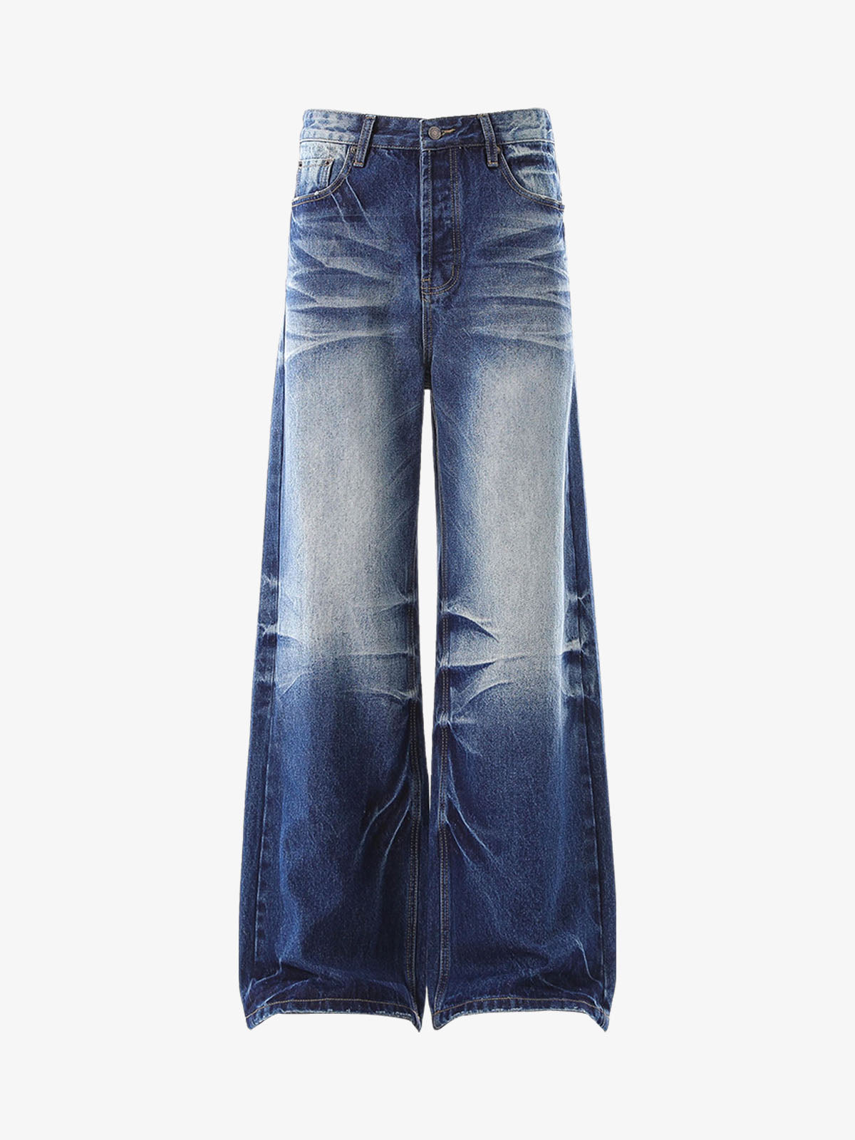 Washed Distressed Wrinkled Dyed Jeans