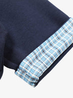 Pique Cotton Polo Shirt with Plaid Contrast Collar & Cuffs