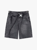 Tactical Buckle Washed Denim Shorts