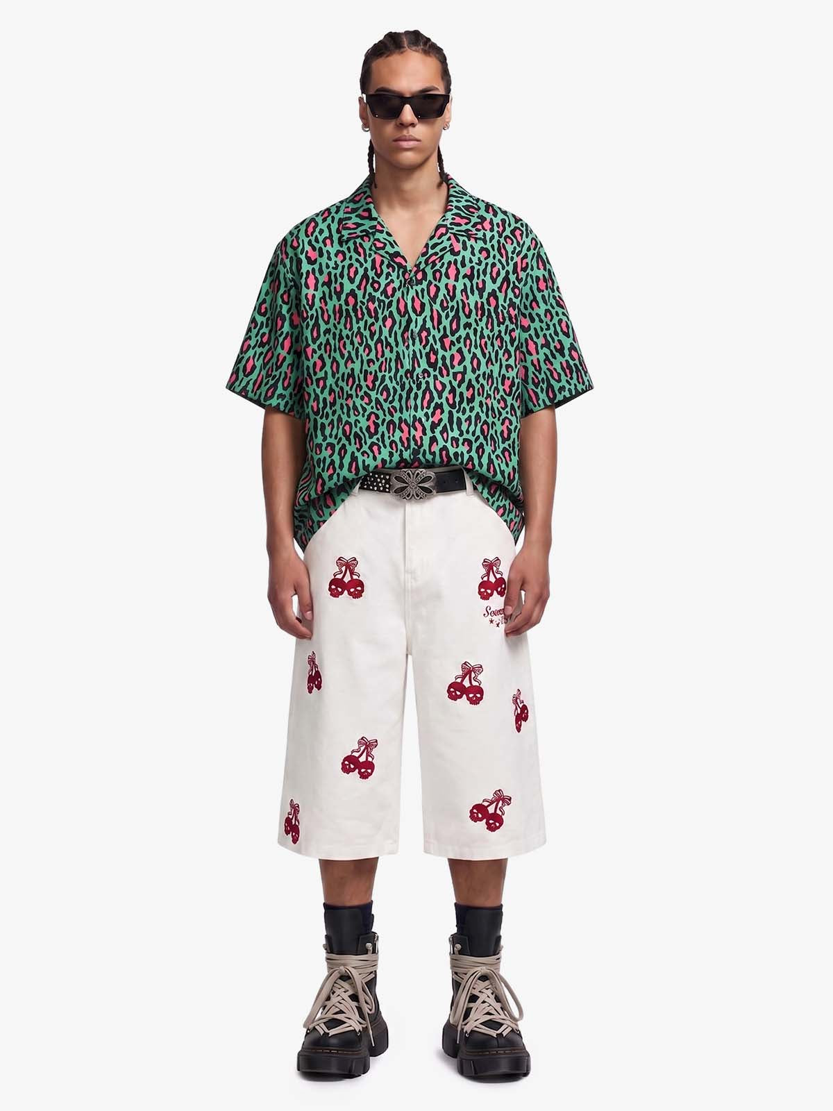 Classic Cheetah Print Camp Collar Boxy Shirt