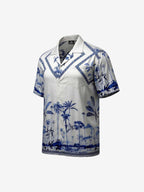 Geometric Palm Leaf Camp Collar Boxy Shirt