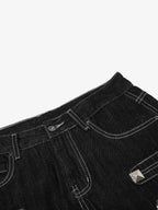 Square Studded Panelled Baggy Jeans