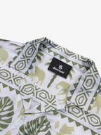 Tropical Elephant Palm Camp Collar Boxy Shirt
