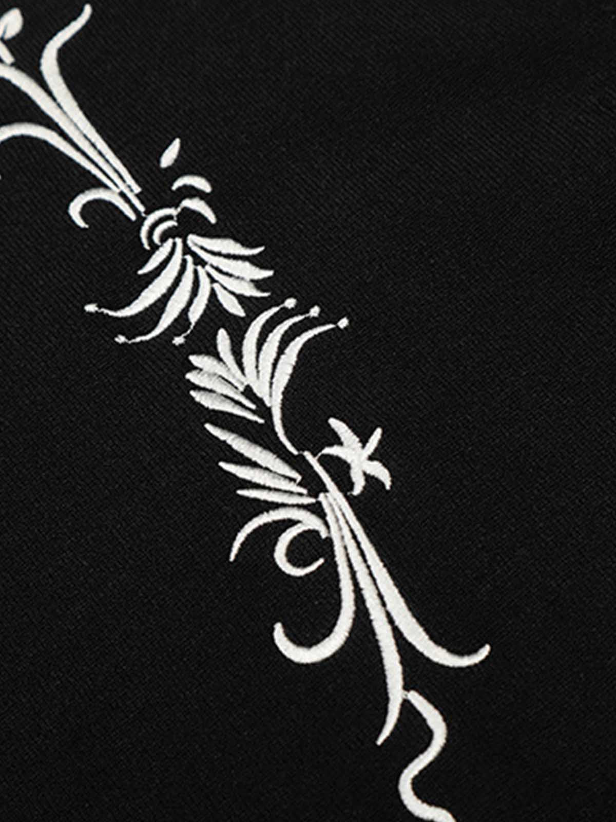 Graphic Floral Knit Henley T-Shirt