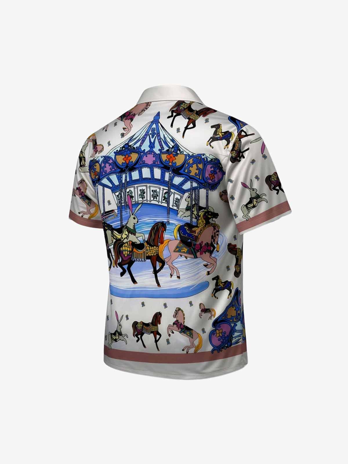 Carousel Park Satin Camp Collar Boxy Shirt