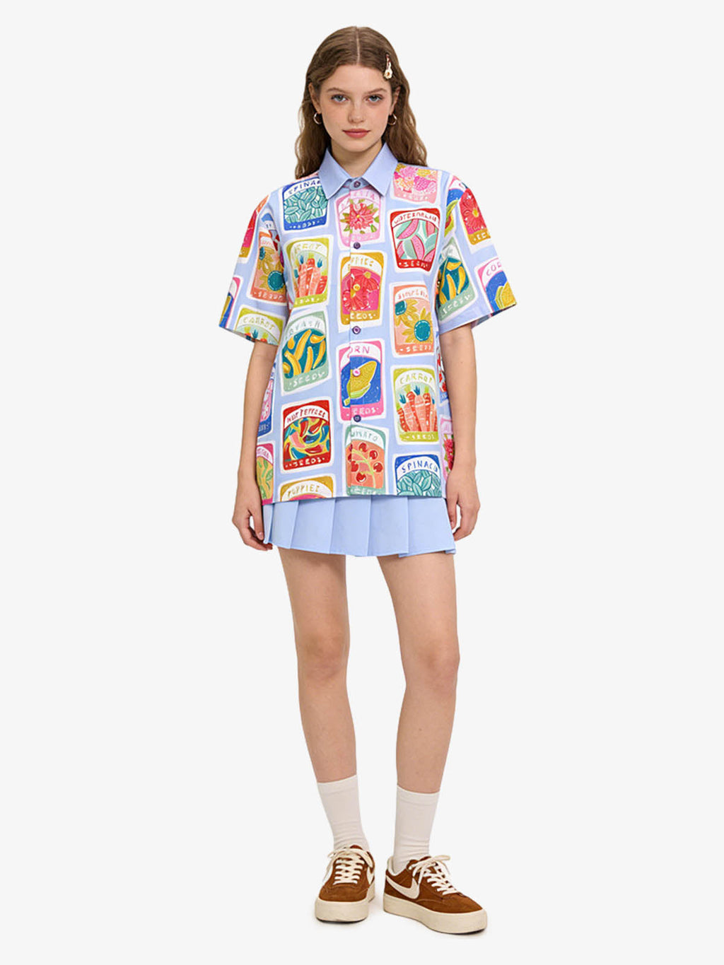 Vintage Seed Packet Camp Collar Boxy Shirt