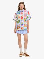 Vintage Seed Packet Camp Collar Boxy Shirt