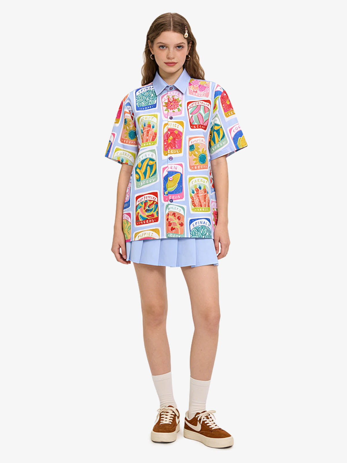 Vintage Seed Packet Camp Collar Boxy Shirt